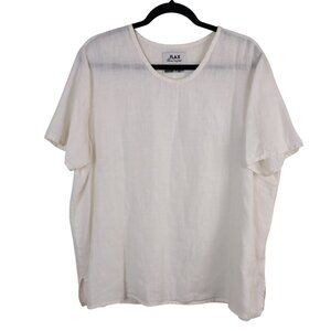 Vtg 90s FLAX by Jeanne Engelhart 100% Linen Flowy Short Sleeve Tee womens medium